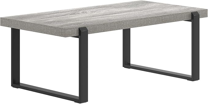 FOLUBAN Modern Coffee Table, Rustic Wood and Metal Center Table, Rectangle - Image 9