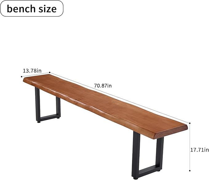 Brown Bench Wooden Long Bench - Image 3