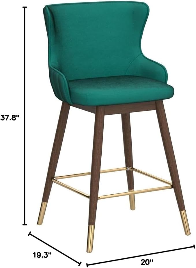 Roundhill Furniture Leland Fabric Upholstered Counter Height Wingback Stools - Image 2