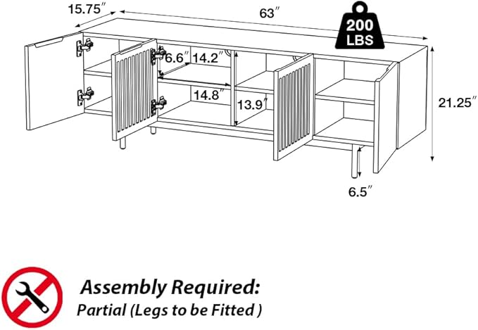 POVISON Full Assembled Mid-Century Modern TV Stand - Image 5