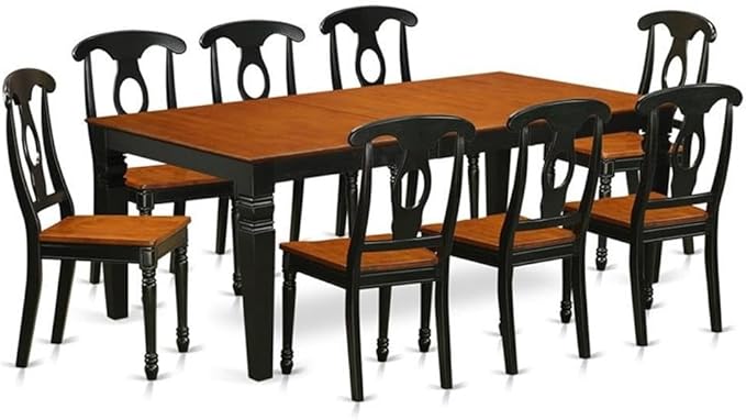 East West Furniture LGKE9-BCH-W 9 Piece Dining Table Set Includes a Rectangle by EastWestFurniture
