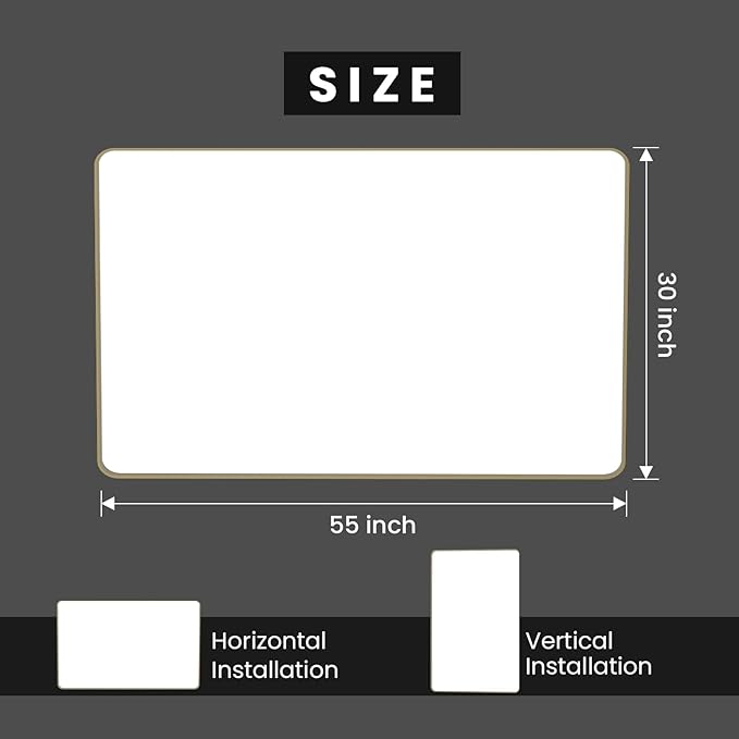 Bronze Bathroom Mirror 55x30 Inch, Brushed Bronze Metal Frame Mirror - Image 6