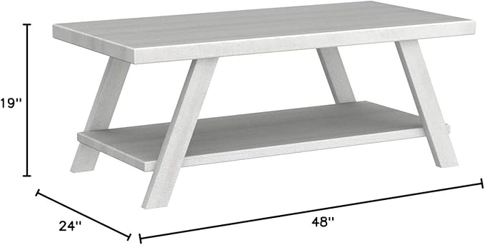 Roundhill Furniture Athens Contemporary Wood Shelf Coffee Table - Image 3