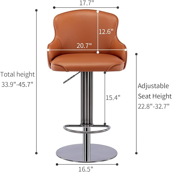 Black Titanium Stainless Steel Bar Stools, Grade Modern Leather Bar Chair - Image 8