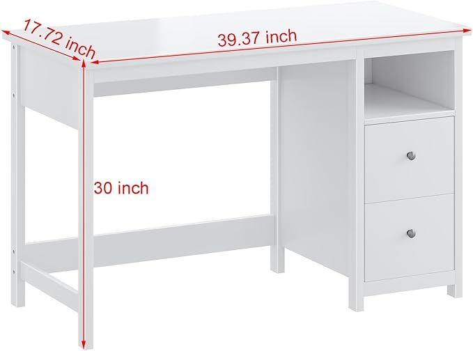 BHG White Desk with Drawers, Modern Small Computer Desk - Image 2