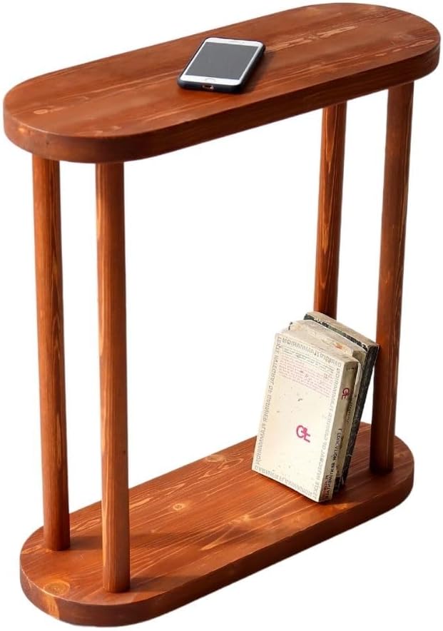 Oval Solid Wood Narrow Side Table, Slim End Table, Small Coffee Table by GENESISWOODESIGN