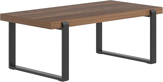 FOLUBAN Modern Coffee Table, Rustic Wood and Metal Center Table, Industrial - Image 9
