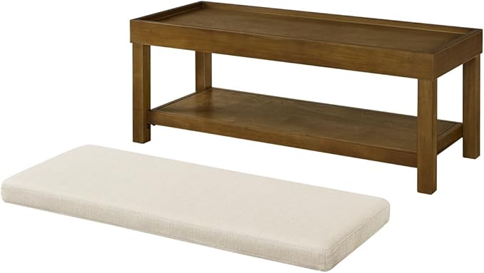 24KF Large Rectangular Storage Bench, Upholstered Seat Cushion, Ottoman Coffee - Image 8