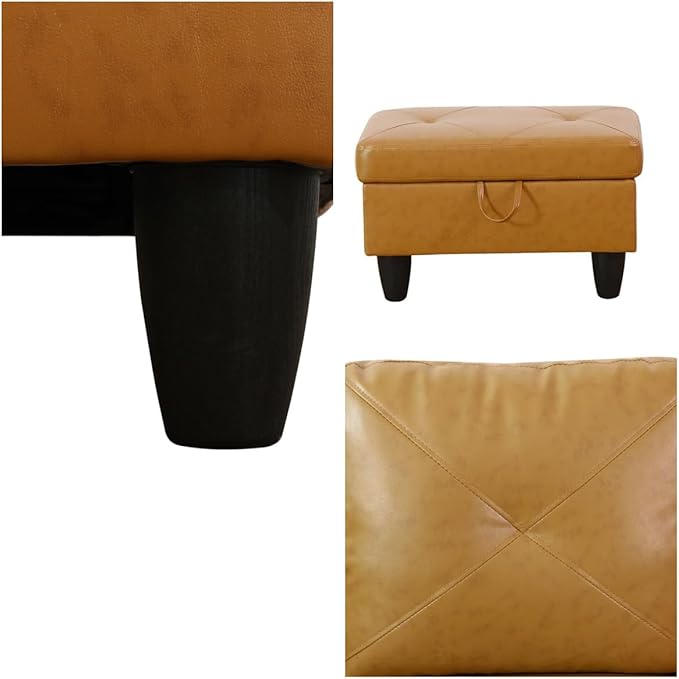 NAYSAYE L Shaped Couch, Leather Modular Sectional Couch - Image 5