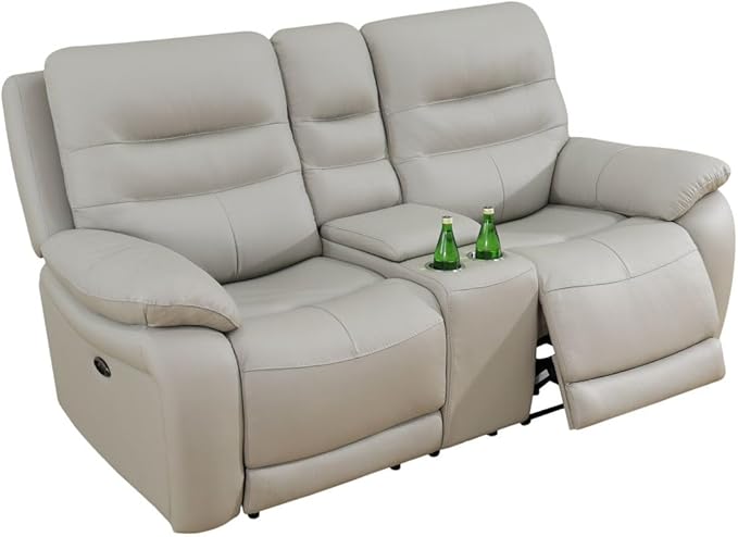 Electric Power Recliner Loveseat Genuine Breathing Leather Recliner Couch by Unknown