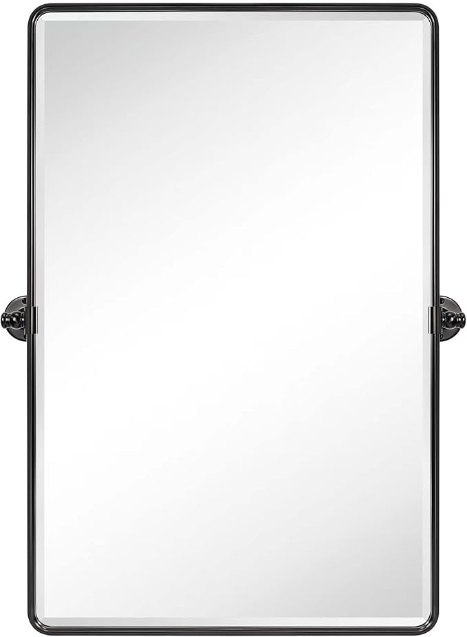 TEHOME Pivot Oil Rubbed Bronze Rectangle Bathroom Mirror Beveled Tilting - Image 3