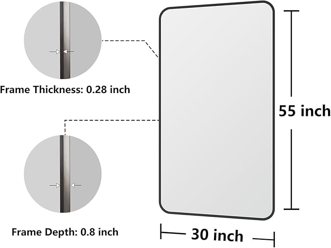 Bathroom Mirror, 30X55 Inch Black Metal Framed Mirror - Image 7