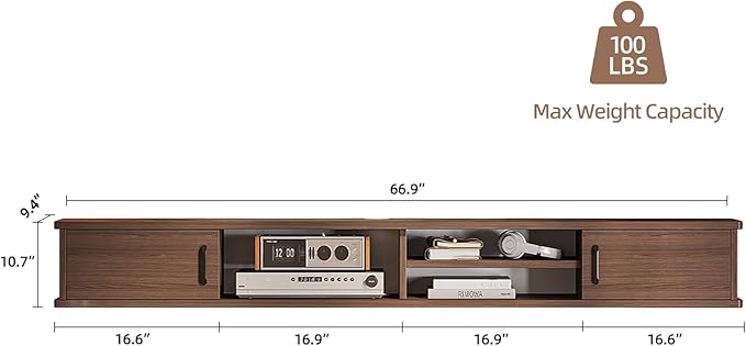 Floating TV Stand, Floating TV Shelf, Wall TV Cabinet, Floating Entertainment - Image 5