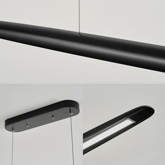 51" Wood Linear Pendant Light Black Linear Pendant Dinning Room Hanging Lights - Image 8