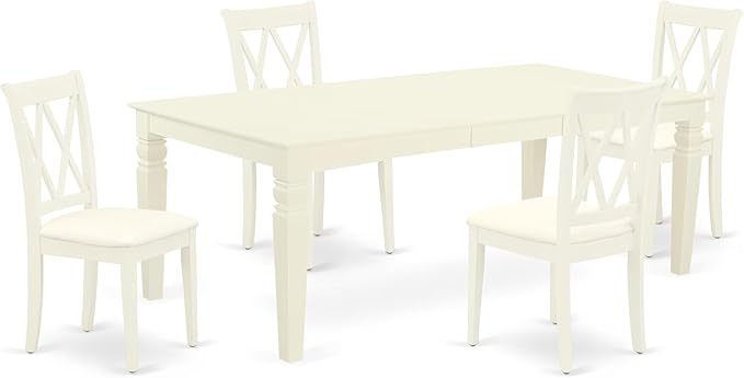 East West Furniture LGCL5-LWH-C 5 Piece Kitchen Table & Chairs Set Includes a by EastWestFurniture