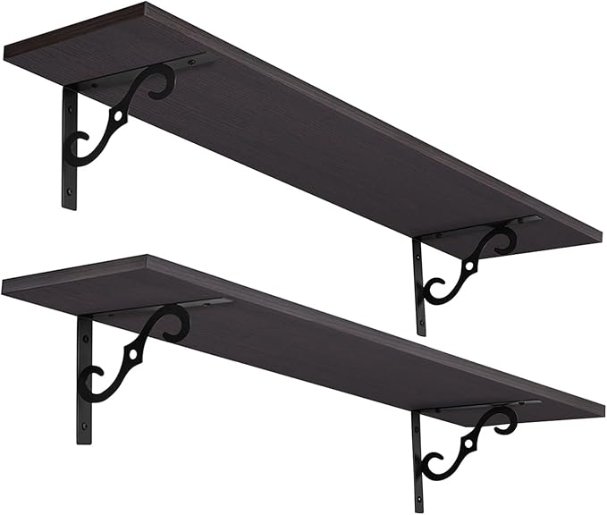 DINZI LVJ Long Wall Shelves, 31.5 Inch Large Floating Shelves Set of 2 by DINZILVJ