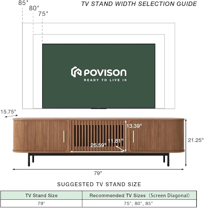 POVISON Sliding Tambour Door TV Stand - Image 4