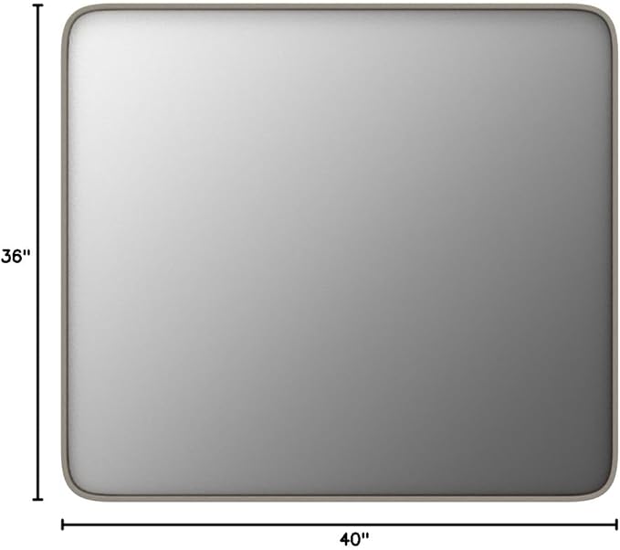 40x36 Inch Brushed Nickel Bathroom Mirror, Brushed Silver Metal Framed Wall - Image 8