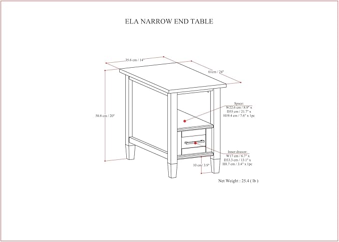 SIMPLIHOME Ela Solid Wood 14 inch Wide Rectangle Transitional Narrow End Table - Image 3