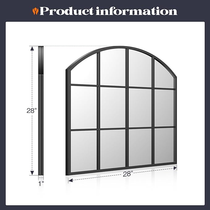 Wide Window Mirror, Rustic Windowpane Mirrors Large Grid - Image 5