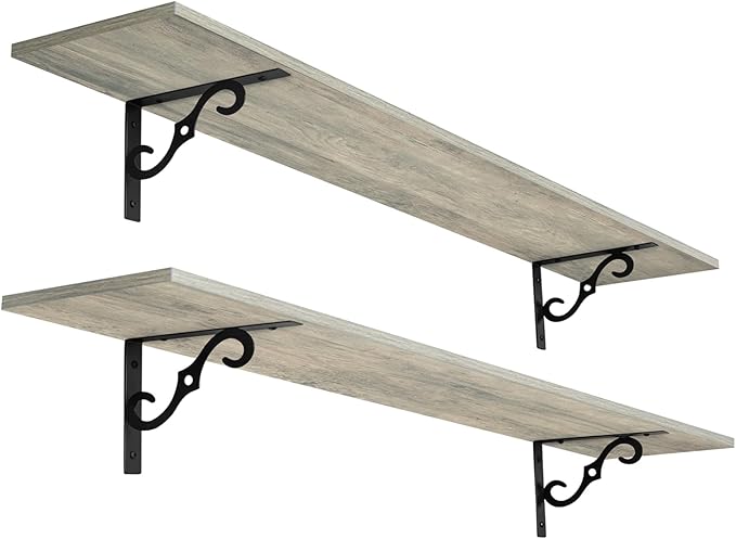 DINZI LVJ Long Wall Shelves, 55.1" Large Floating Shelves Set of 2, Wide by DINZILVJ