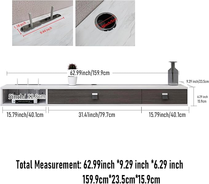 Pmnianhua Floating TV Shelf, Floating Media Console, Wall TV Console, Under TV - Image 4