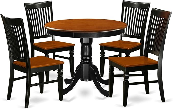 East West Furniture ANWE5-BCH-W 5 Piece Dining Set Includes a Round Kitchen by EastWestFurniture