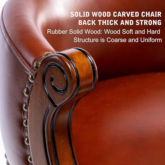 Cow top Leather Wooden Bar Stools, 180 Degrees Swivel Barstools Chair - Image 7