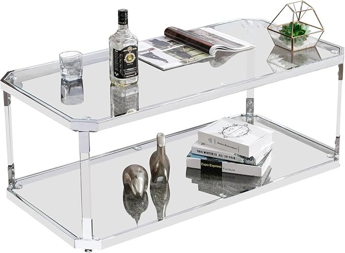 Glass Top Coffee Table, Sliver Rectangle Coffee Table Glass Top - Image 6
