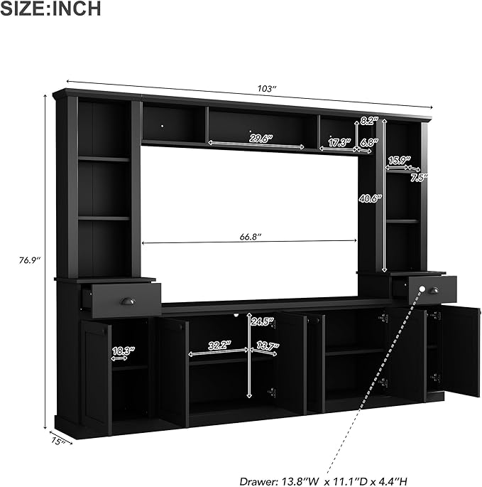 Merax Modern TV Stand Set with Adjustable Bridge - Image 2