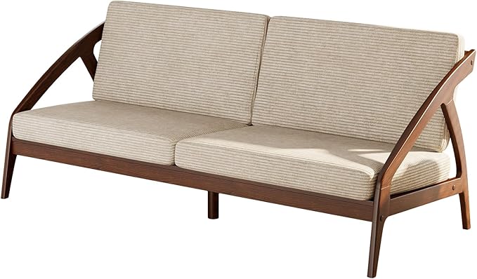 73.4" Solid Wood Upholstered Sofa, Comfortable Seat Cushion, Removable Cover by Lartis