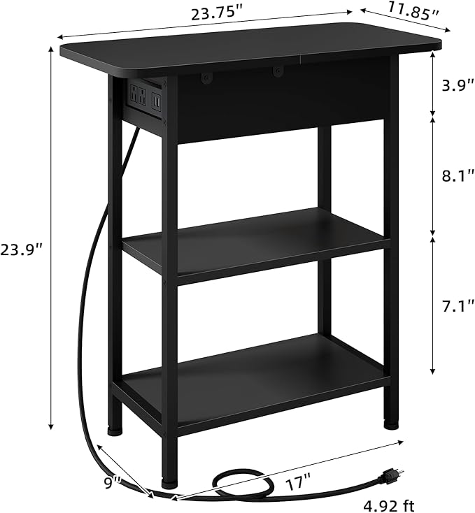 LIDYUK End Table with Charging Station, Flip Top Side Table with USB Ports and - Image 3