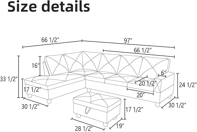 L Shaped Sectional Couch Sofa, Modern Couches - Image 2