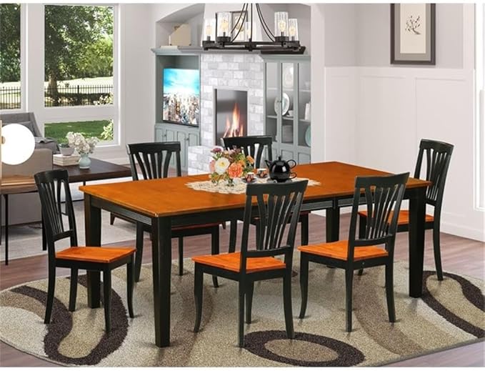 East West Furniture QUAV7-BCH-W 7 Piece Modern Dining Table Set Consist of a - Image 2