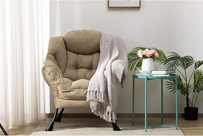 HollyHOME Modern Fabric Large Lazy Chair, Accent Oversized Comfy Reading Chair - Image 2