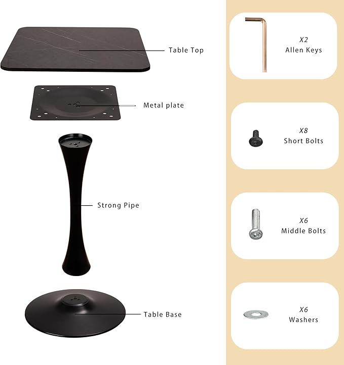 Square Modern Dinning Table 30 inches - Image 5