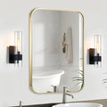 Gold Bathroom Mirror, 22x30 Inch Brushed Gold Mirror, Aluminum Alloy Framed by CLBA