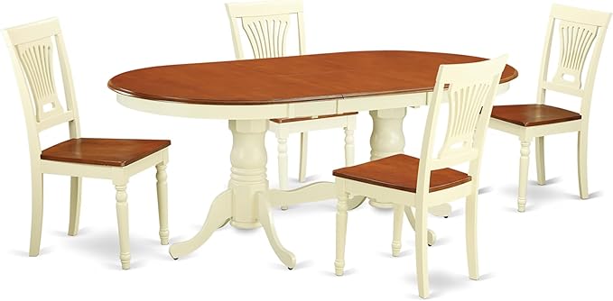 East West Furniture PLAI5-WHI-W 5 Piece Dining Room Furniture Set Includes an by EastWestFurniture