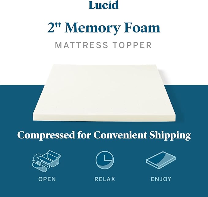 LUCID 2 Inch Traditional Foam Mattress Topper - Image 3