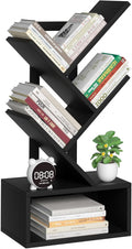 Small Tree Book Shelf, 5 Tier Black Tree Bookshelf, Modern Desk Display Storage by SHEEPAM