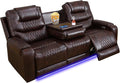 PU Leather Power Wall Hugger Chair Double Reclining Sectional Sofa 3-Seater by NicBex