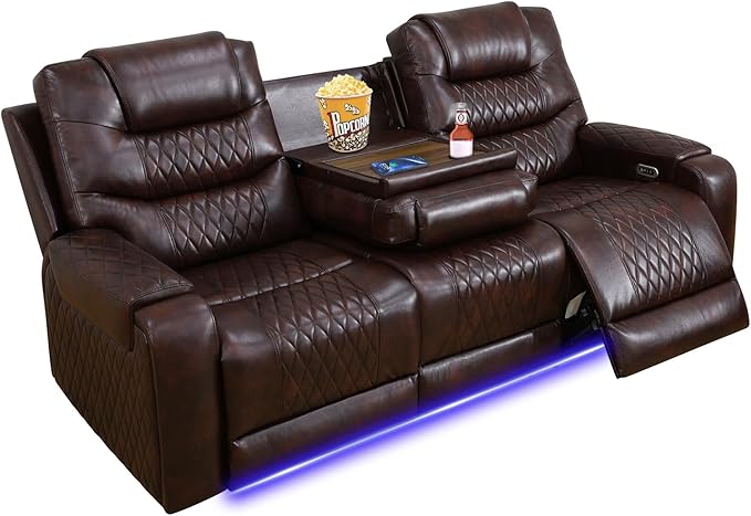 PU Leather Power Wall Hugger Chair Double Reclining Sectional Sofa 3-Seater by NicBex