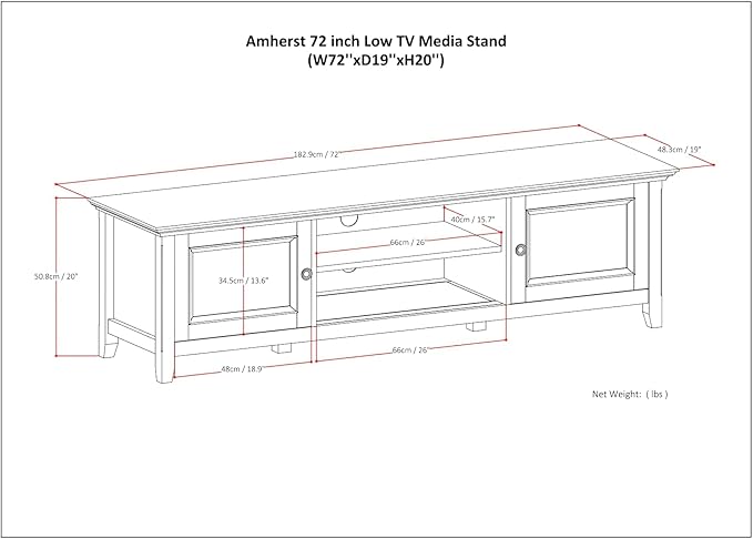 SIMPLIHOME Amherst 72-inch Wide Solid Wood Low TV Stand in Hickory Brown - Image 3