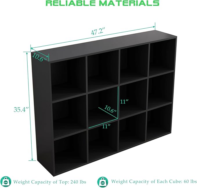12-Cube Storage Shelf Bookcase - Image 3
