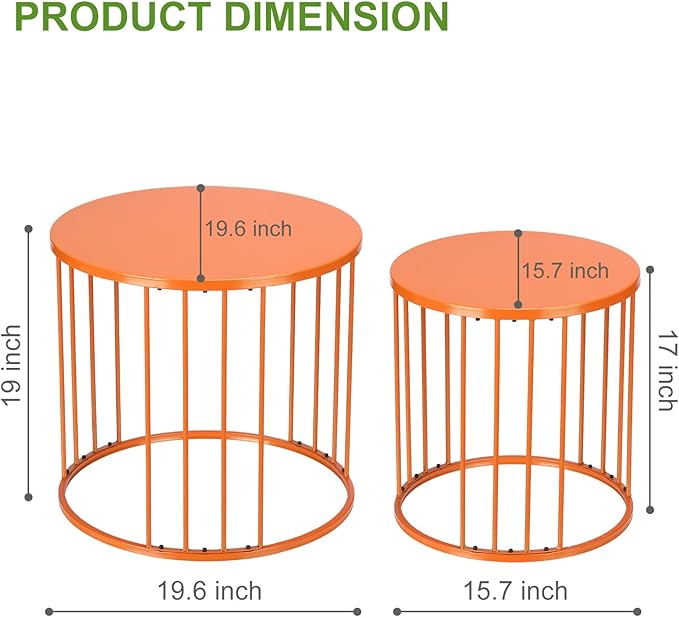 SUNNYPARK Outdoor Side Table Set of 2, Metal Circle Accent End Tables - Image 3