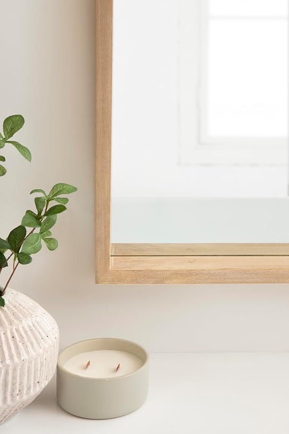 Kate and Laurel Hutton Modern Wood Arched Mirror; 24 x 36; Natural Wood; - Image 5
