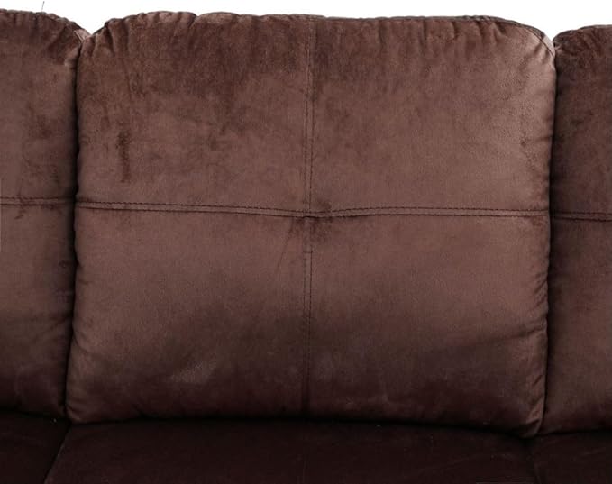 Chocolate L-Shaped 3-Piece Flannel Sofa - Image 6