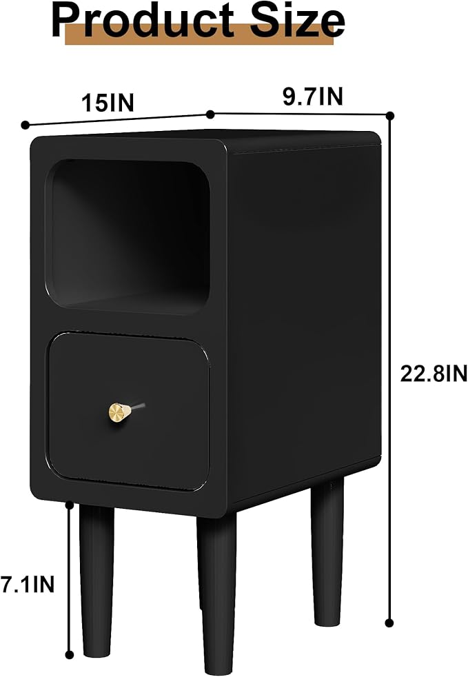 Narrow Nightstand, Solid Wood Night Stand - Image 3