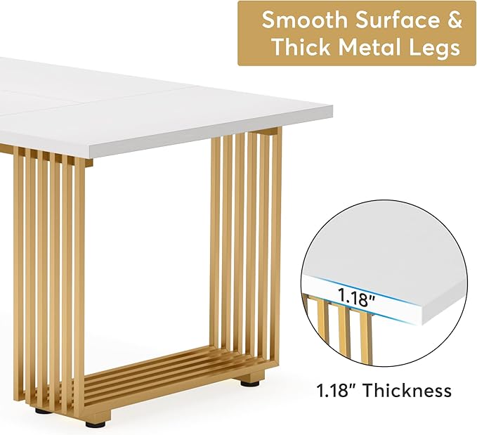 Tribesigns Modern Dining Table for 6-8 People, 70.8 Inches Long White Room - Image 7