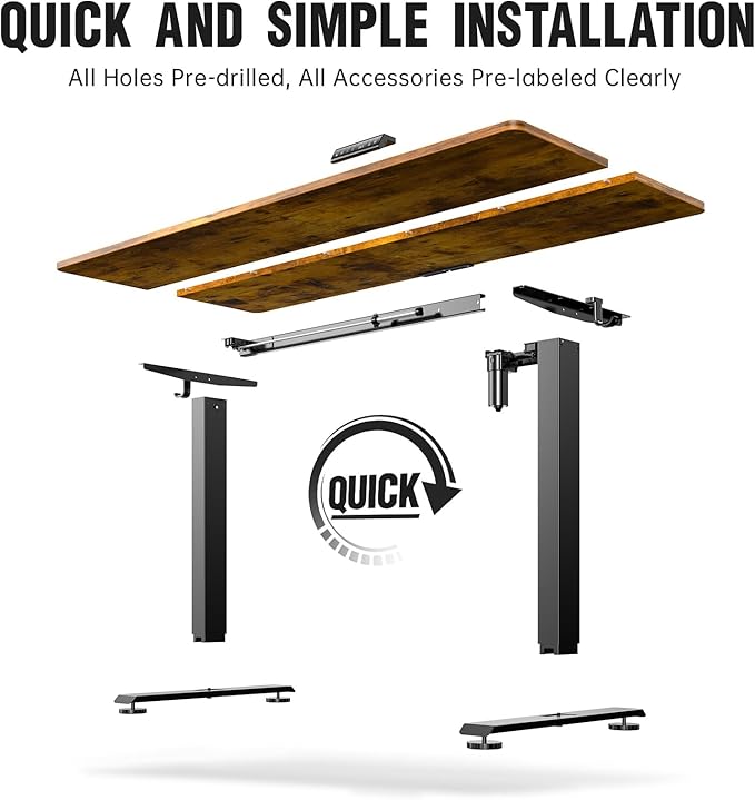 Veken 63 Inch Electric Standing Desk, Height Adjustable Sit Stand Up, Wood - Image 6